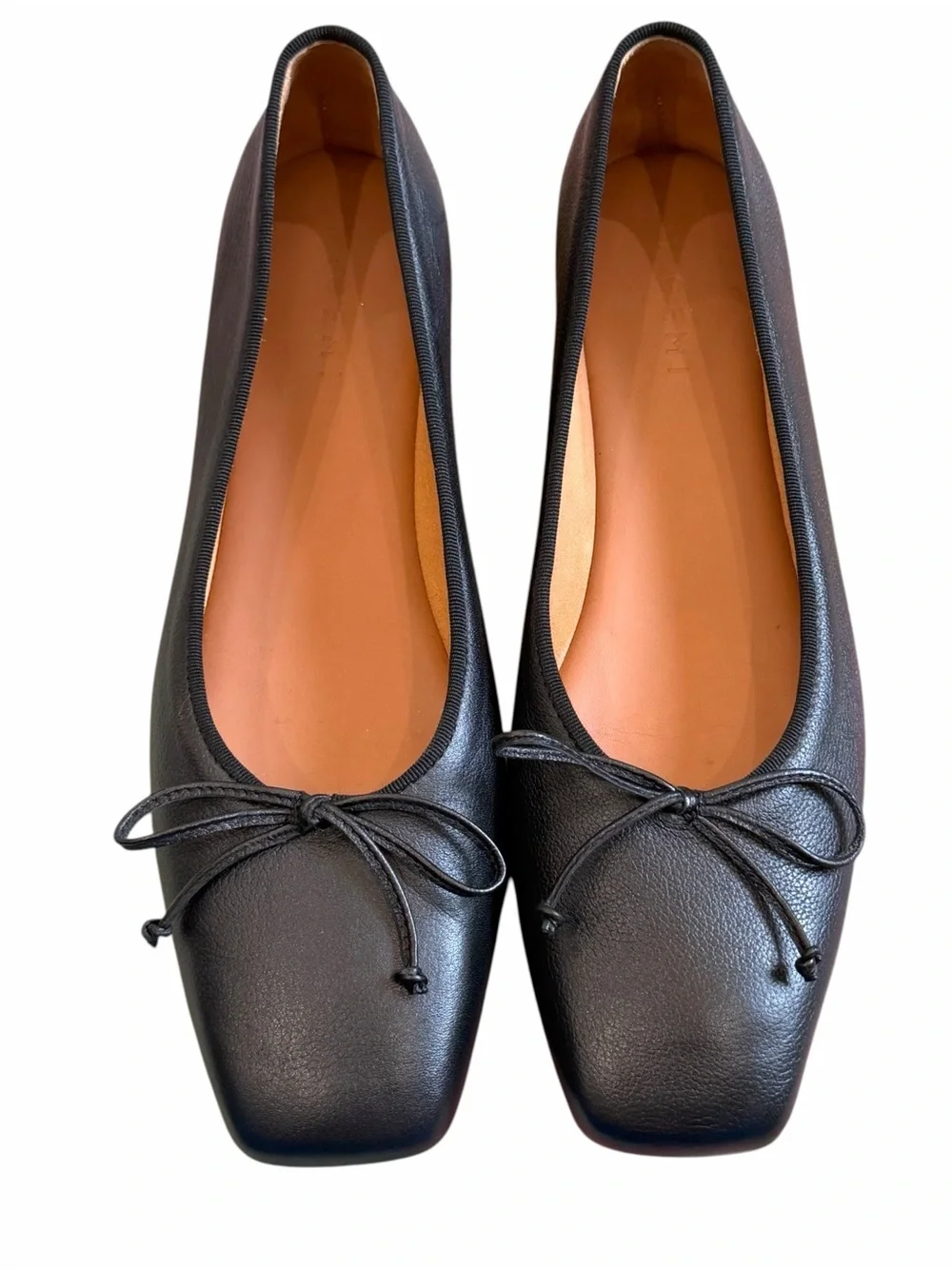 M.Gemi The Danza Black Nappa Leather Square Toe Ballet Flats Italy Size 42